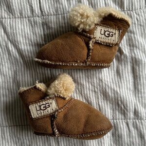 UGG Australia Brown Baby Booties small leather and sheepskin.